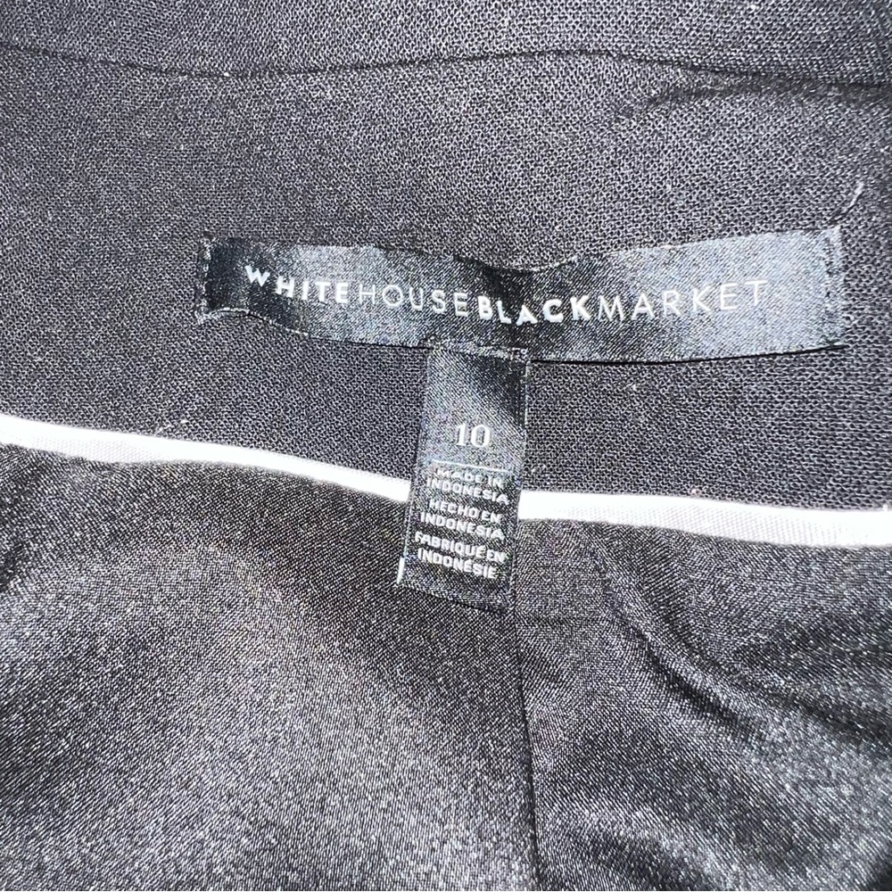 WHBM Studio Tuxedo Collared Black Double Breasted Semi Fitted Crop Jacket SZ 10 - Picture 14 of 15